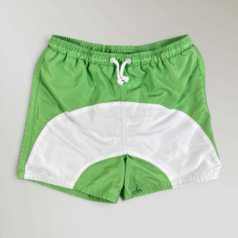 Little English Boys Swim Shorts Trunks Green White Summer Beach Wear Size 8